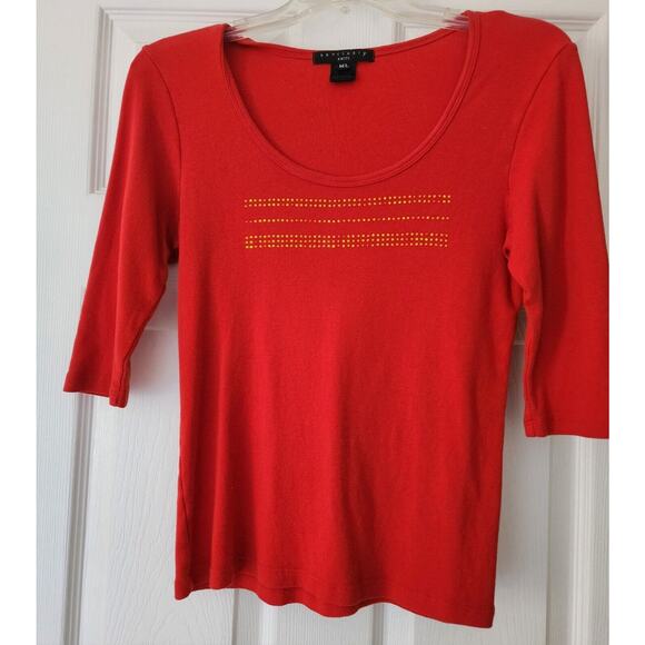 Sweater/Knit-Sanctuary Knits-Tangerine-Matching Rhinestones-Size MED - Picture 6 of 9